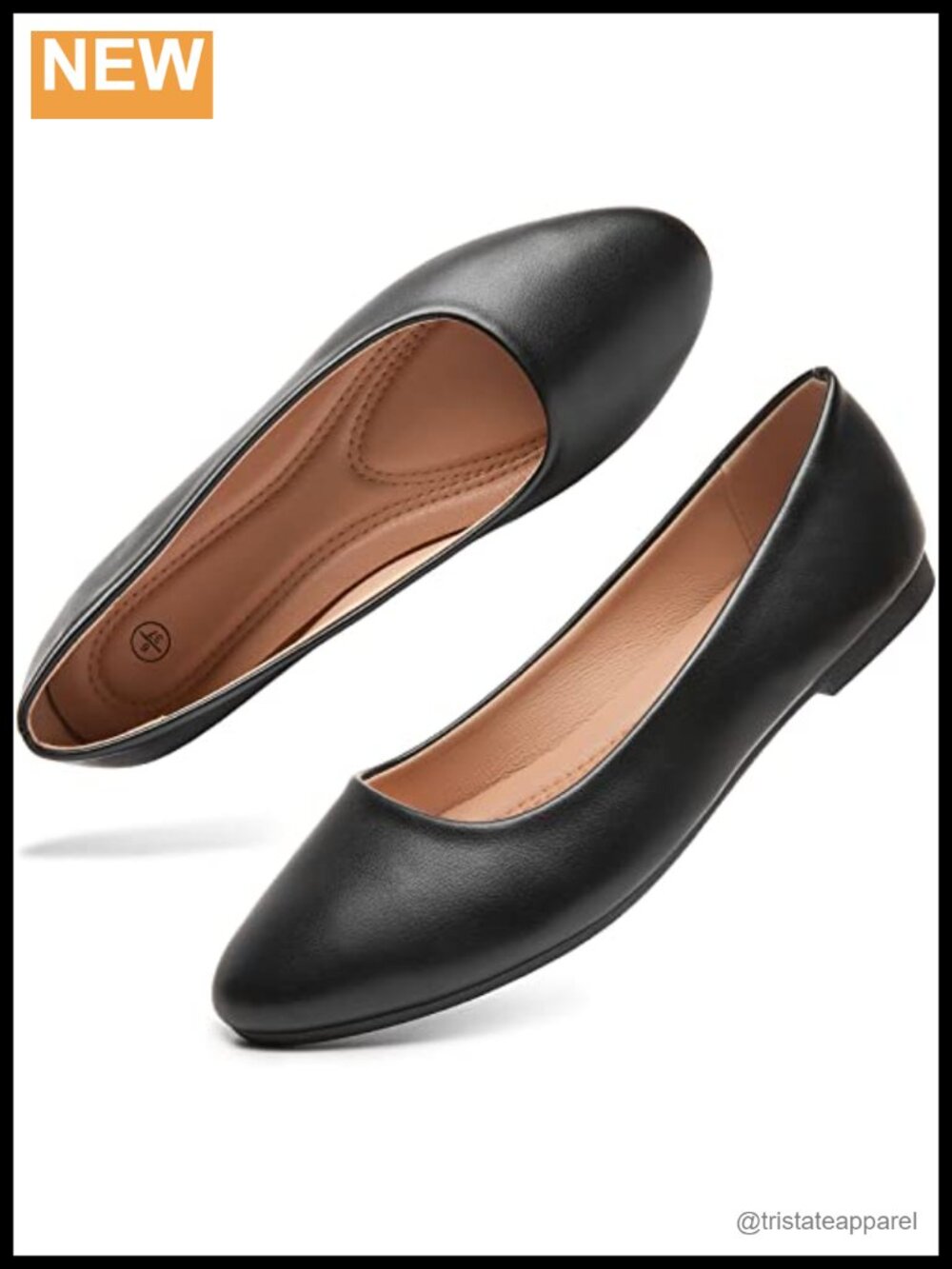 Women's Round Toe Slip On Flats PU Leather Comfortable Dress Shoes